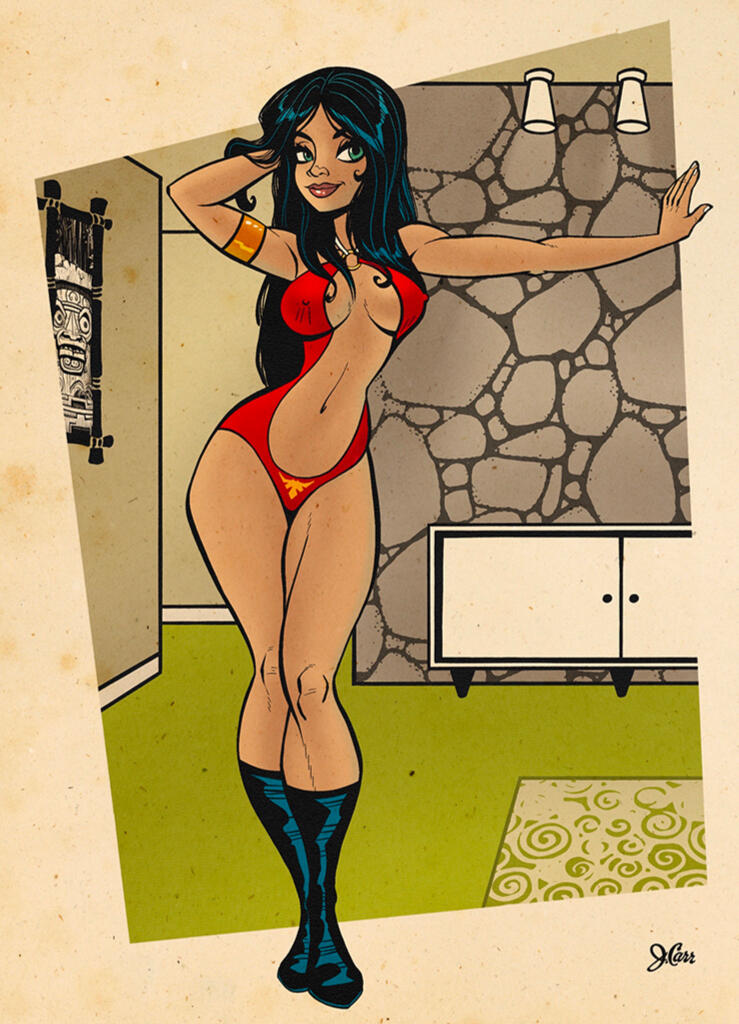 Vampirella at her Mid-Century Modern pad