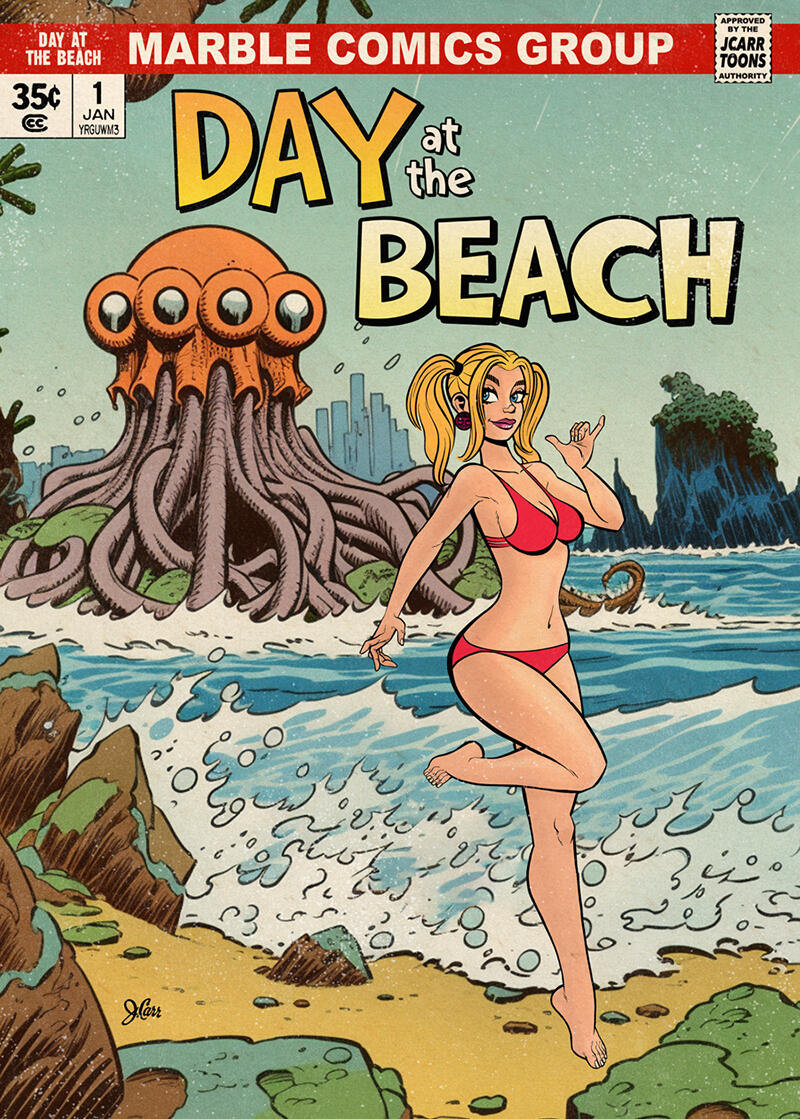 Angel Day can't escape those pesky Kaiju at the beach